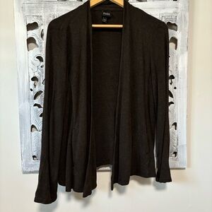 Eileen Fisher Espresso Long Sleeve Open Front Cardigan